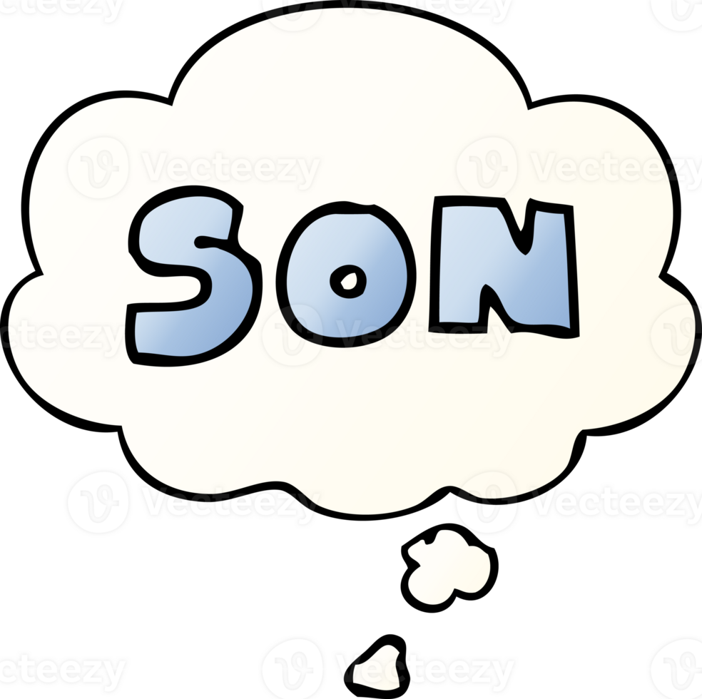 cartoon word son and thought bubble in smooth gradient style png