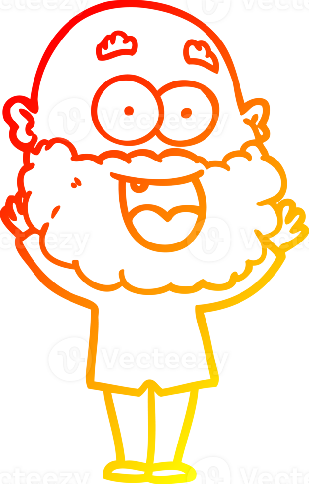 warm gradient line drawing cartoon crazy happy man with beard png
