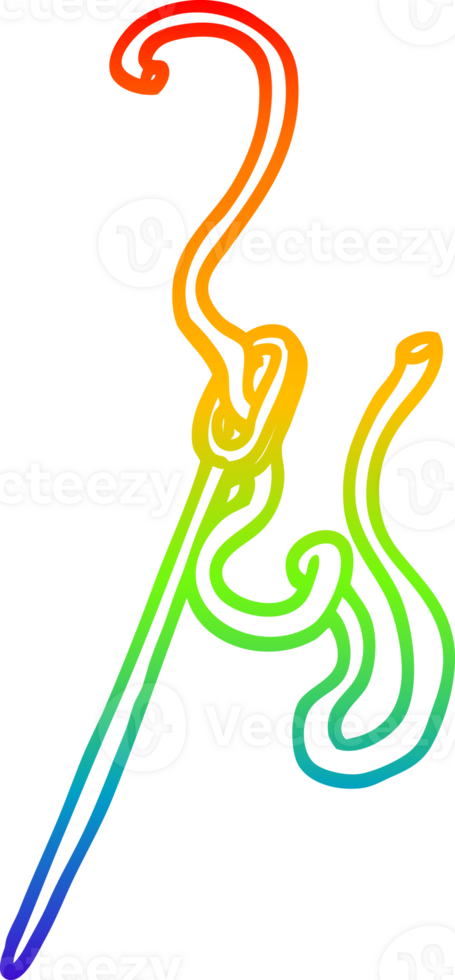 rainbow gradient line drawing cartoon needle and thread png