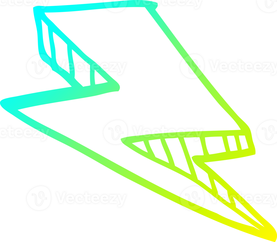 cold gradient line drawing cartoon lightening bolt png