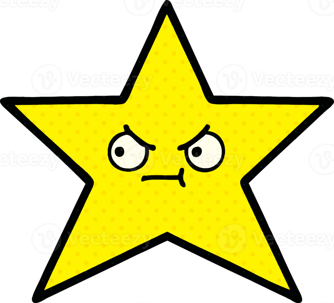 comic book style cartoon gold star png