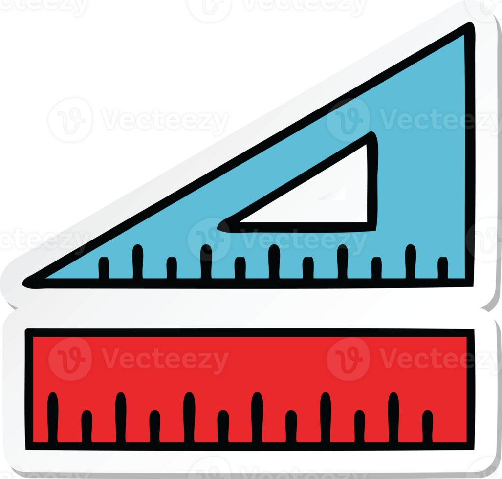 sticker of a cute cartoon maths set png