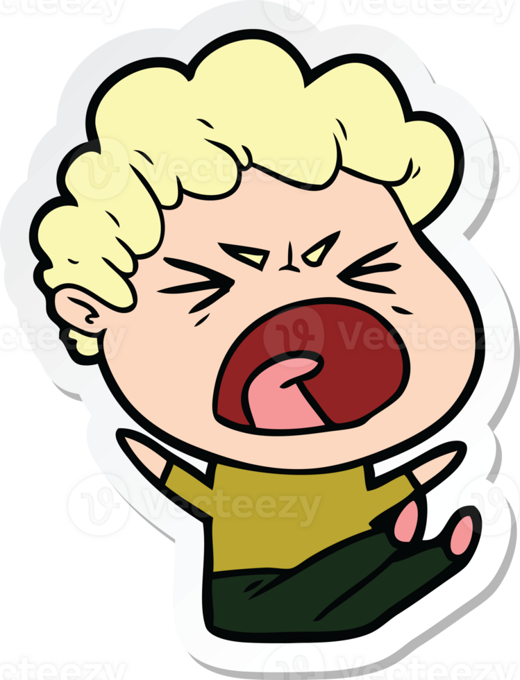 sticker of a cartoon furious man png
