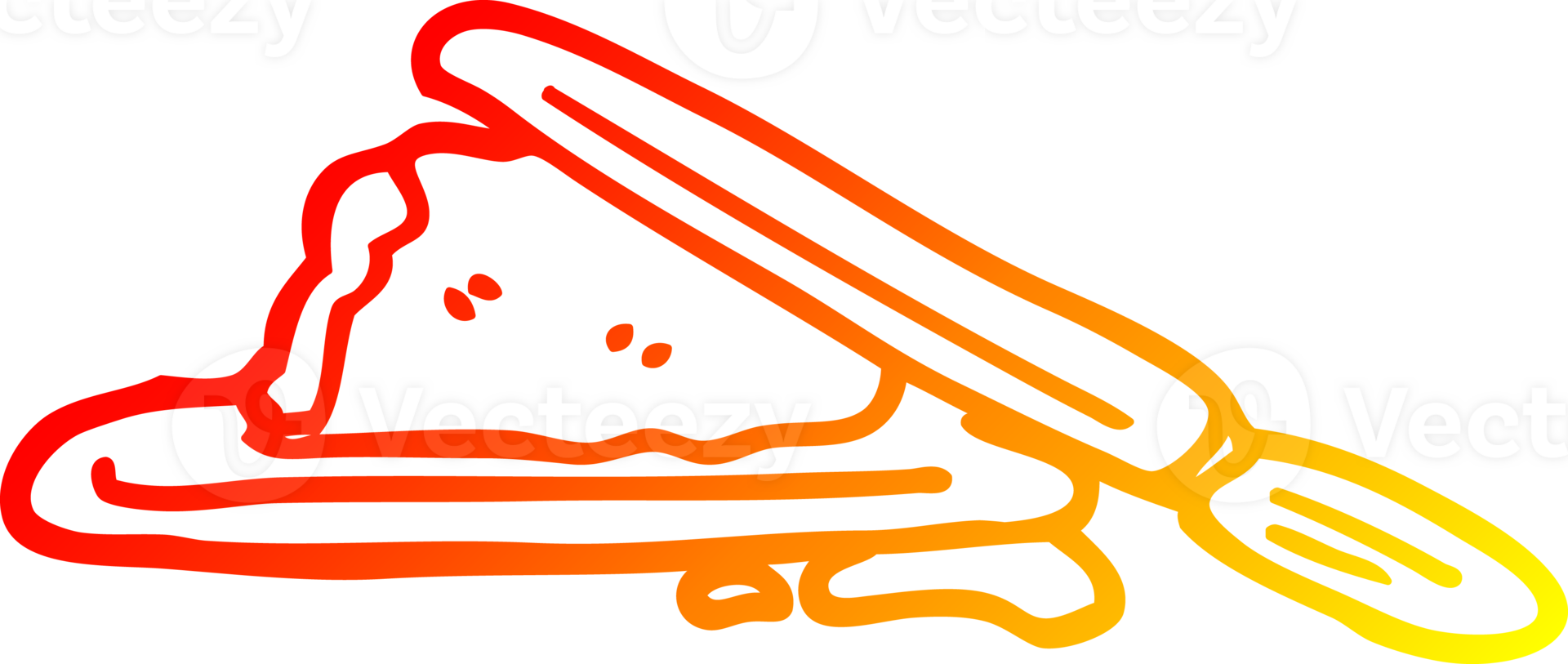 warm gradient line drawing cartoon butter and knife png