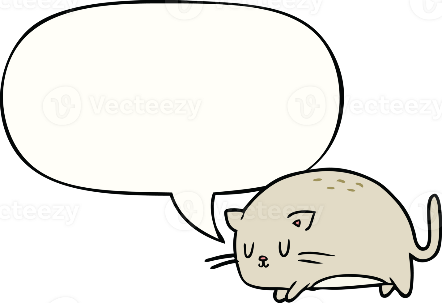 cute fat cartoon cat and speech bubble png