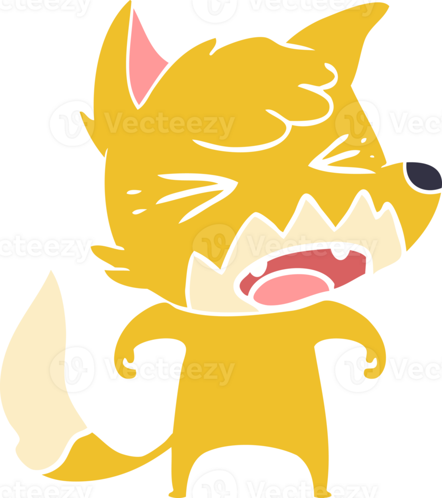 angry flat color style cartoon fox png