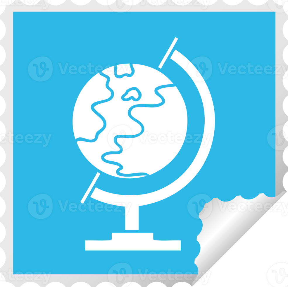 square peeling sticker cartoon world globe png