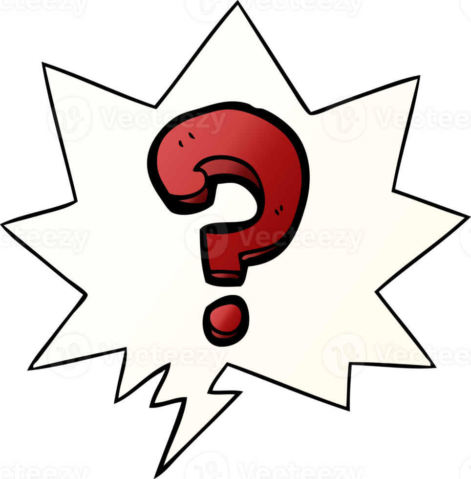 cartoon question mark and speech bubble in smooth gradient style png