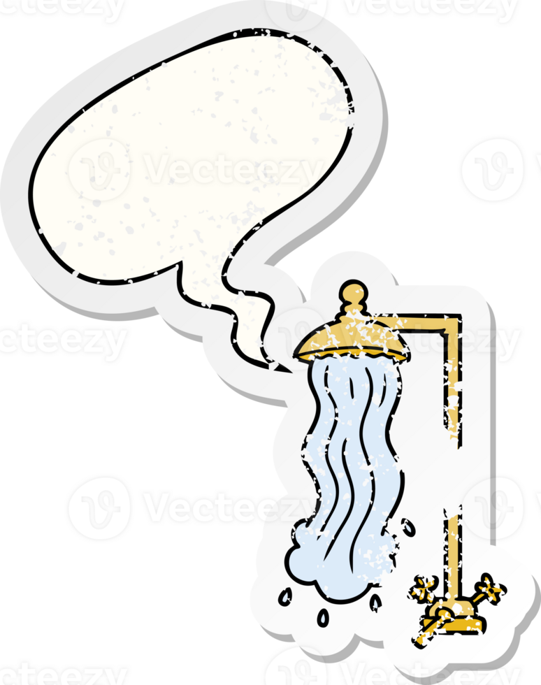 Cartoon-Dusche und Sprechblase beunruhigter Aufkleber png