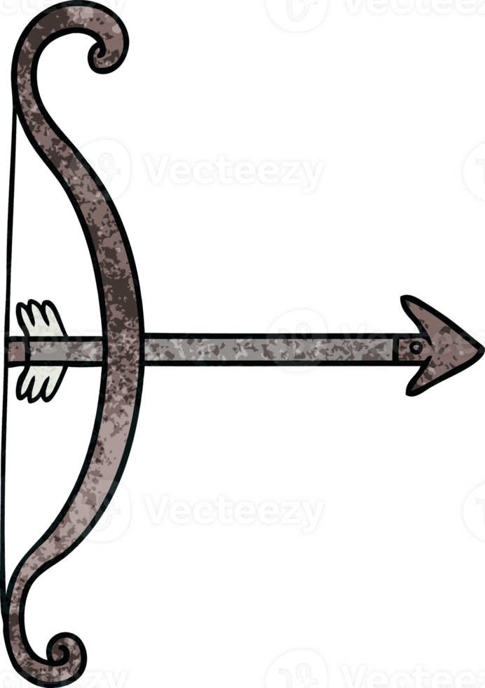 garabato de dibujos animados texturizados de un arco y una flecha png