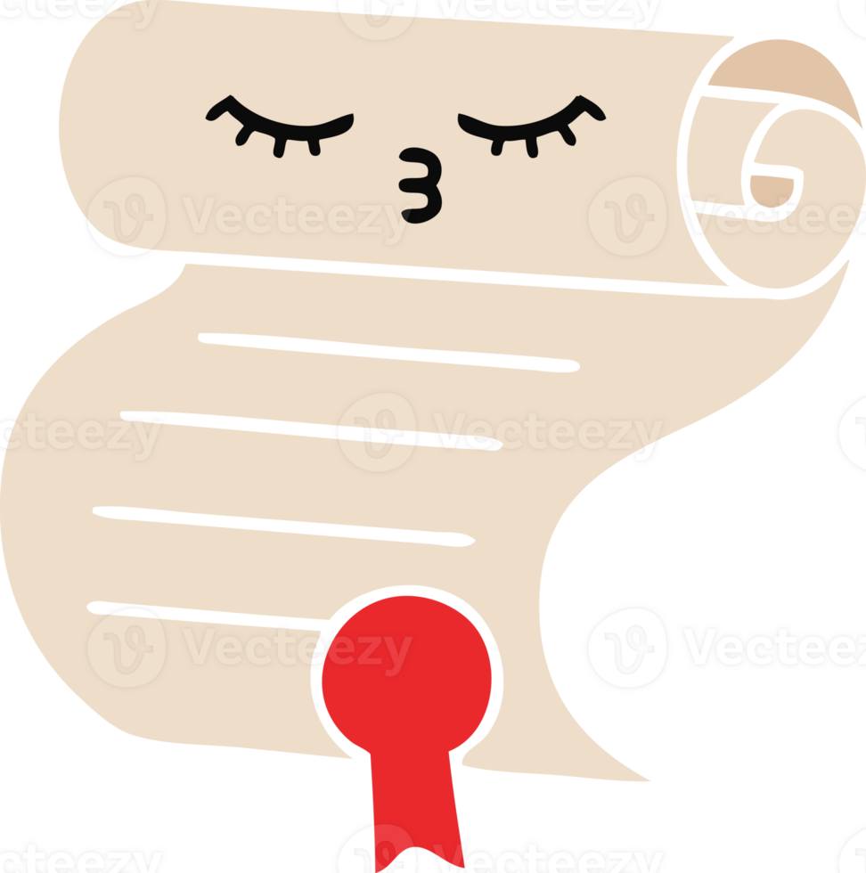 flat color retro cartoon contract png