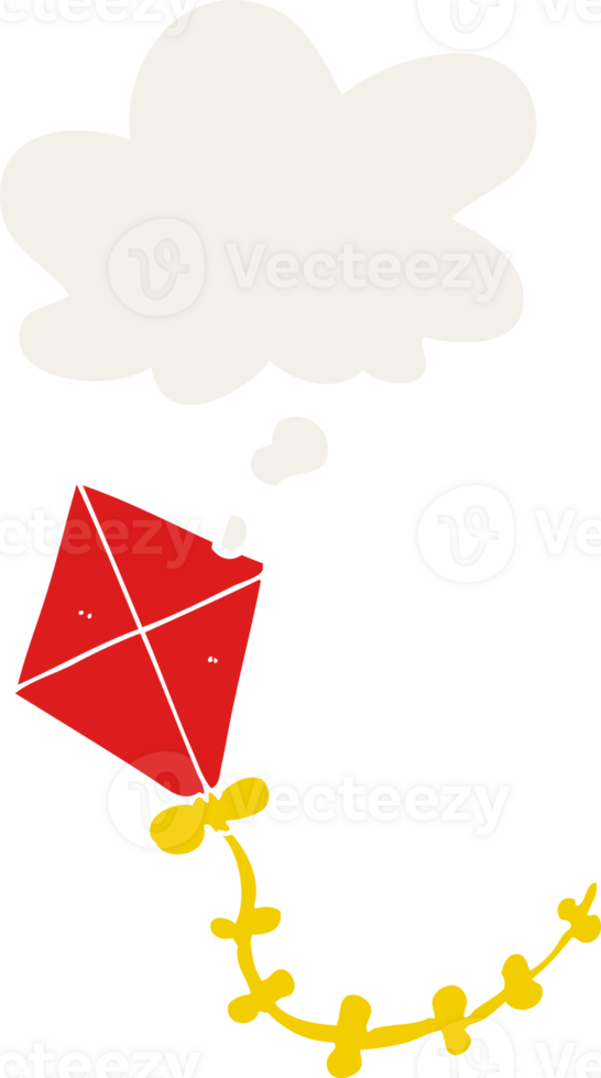 cartone animato aquilone e bolla di pensiero in stile retrò png