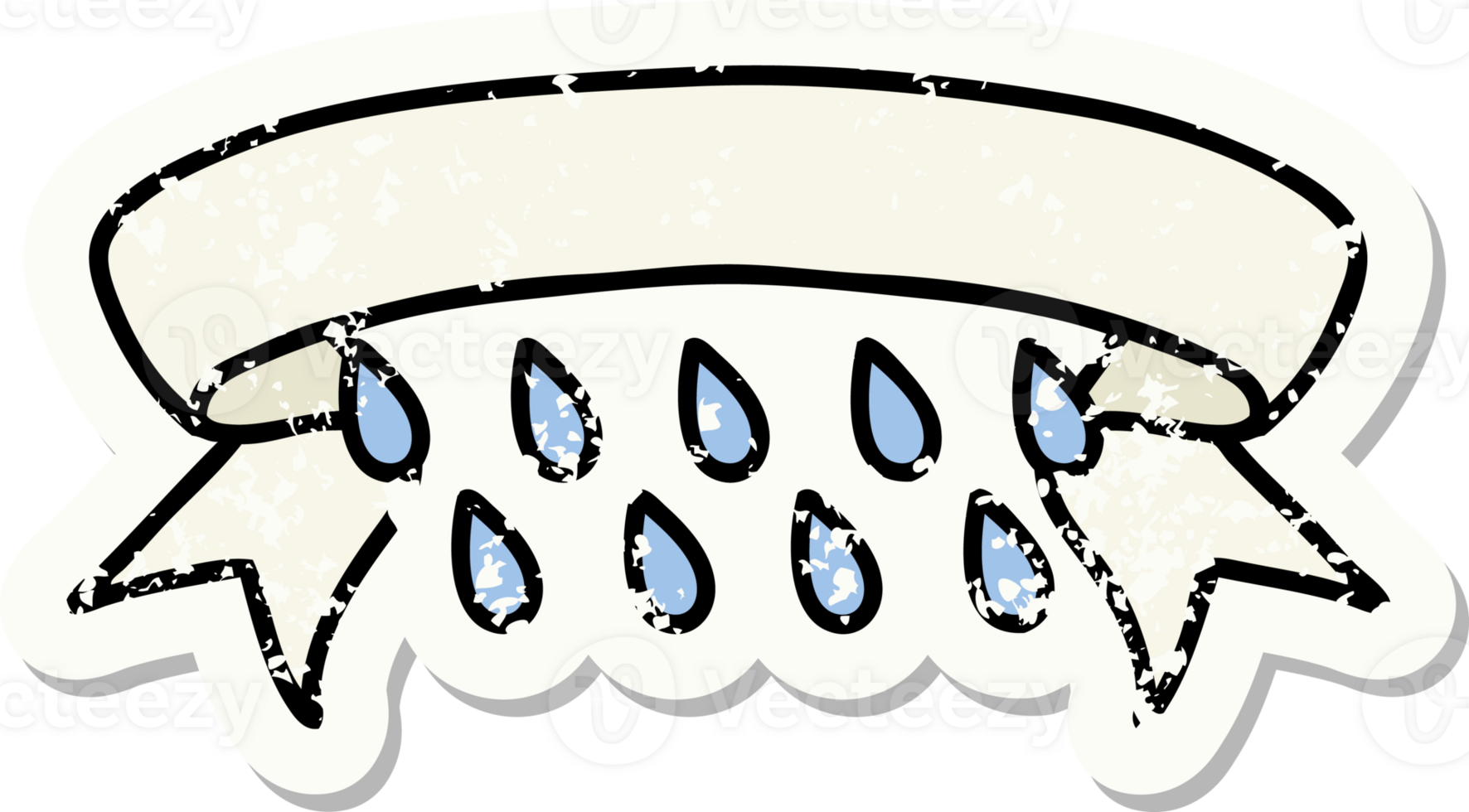 grunge sticker with banner of rain drops png