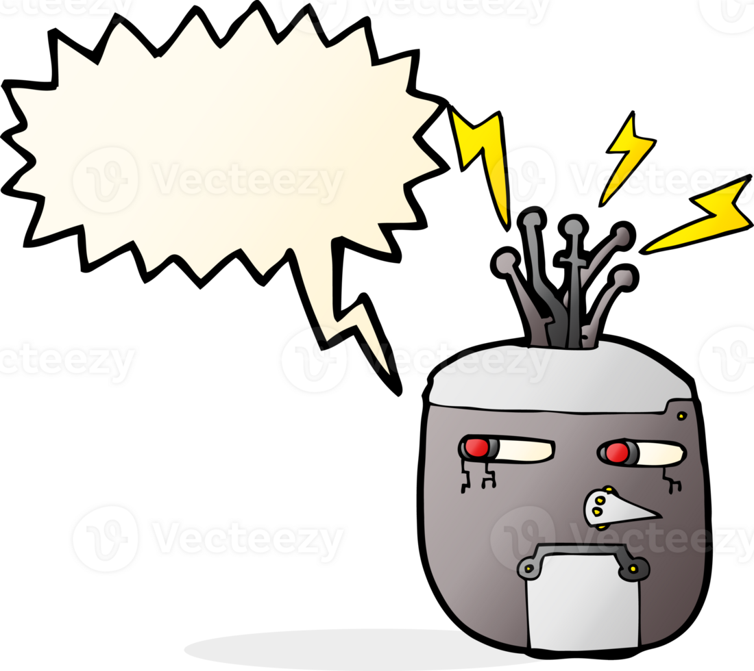 cartoon robot head with speech bubble png