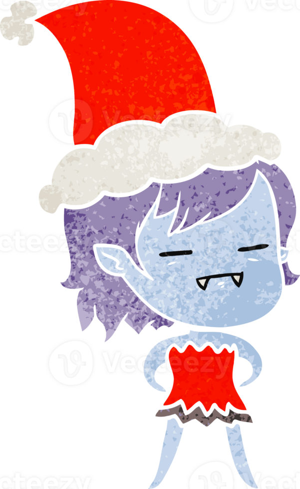 dessin animé rétro d'une fille vampire mort-vivant portant un bonnet de noel png