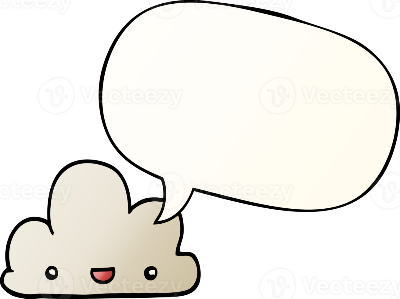 cartoon tiny happy cloud and speech bubble in smooth gradient style png