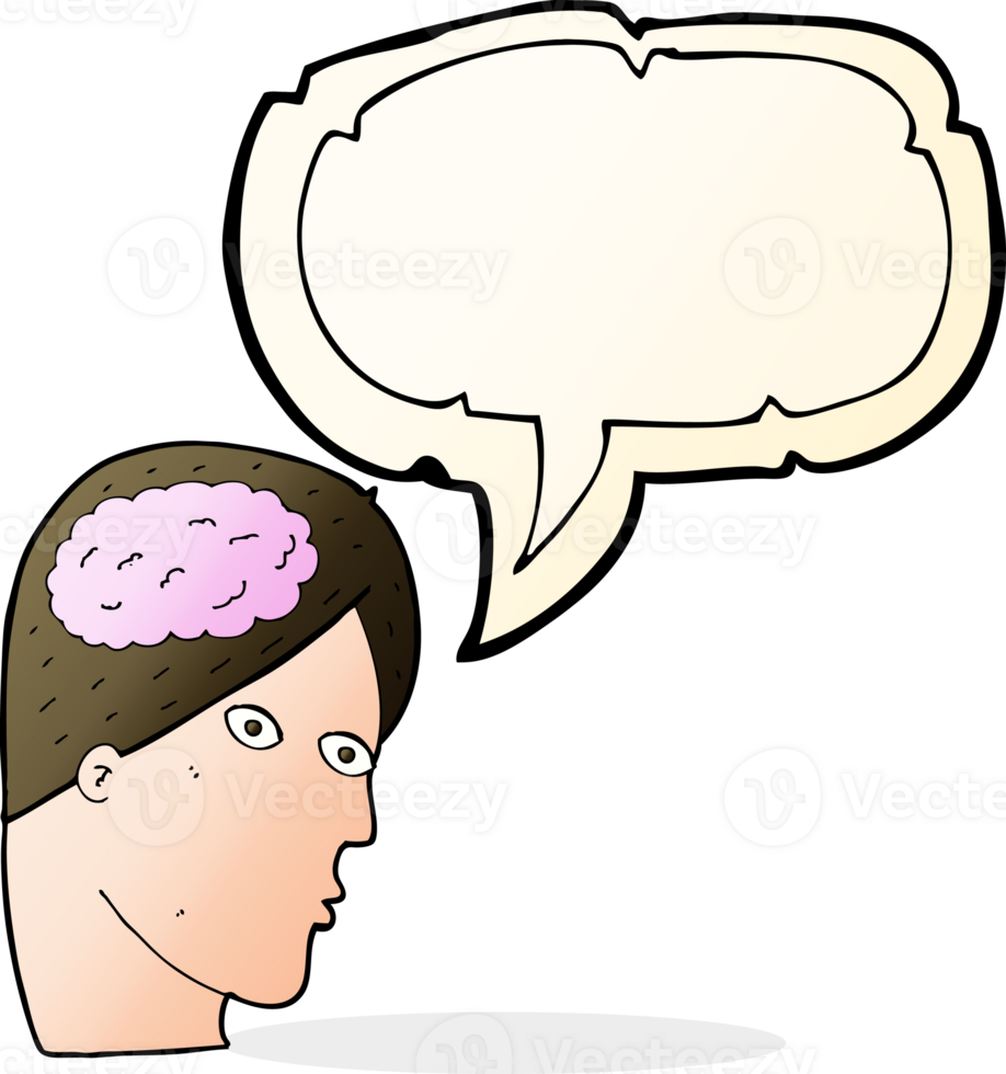 cartoon head with brain symbol with speech bubble png