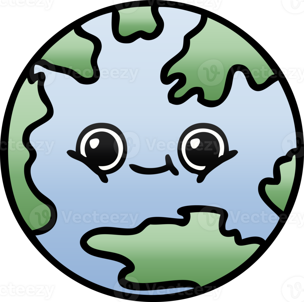 gradient shaded cartoon planet earth png