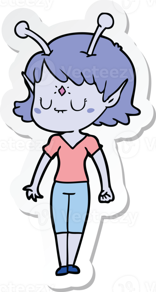 sticker of a cartoon alien girl png