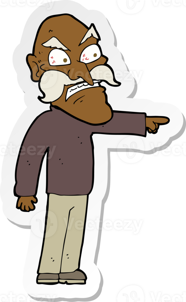 sticker of a cartoon furious old man png