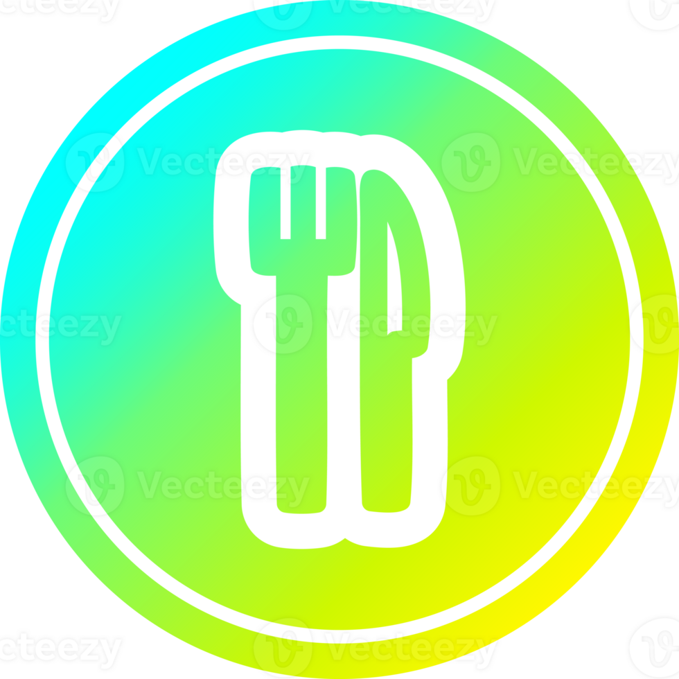 knife and fork circular in cold gradient spectrum png