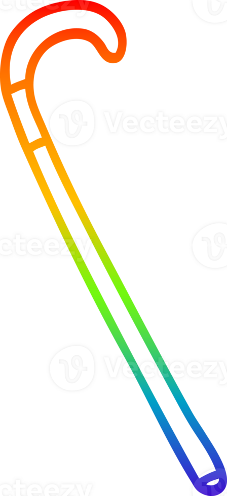 rainbow gradient line drawing cartoon walking stick png