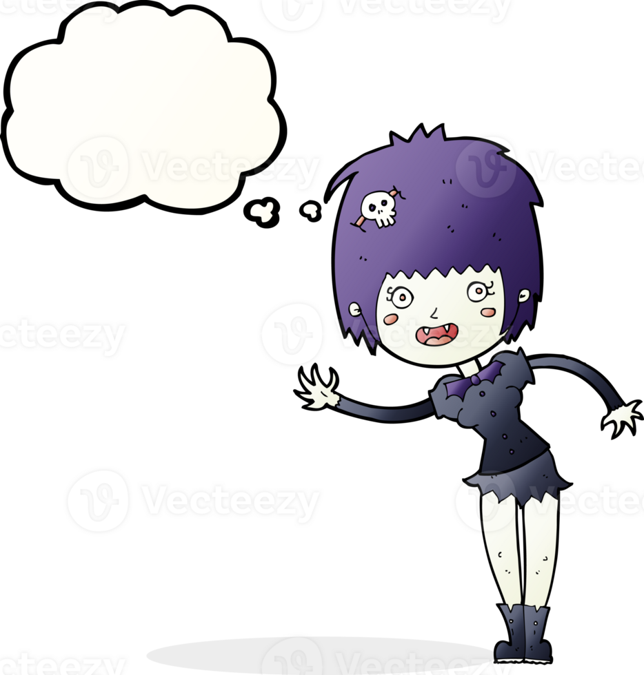cartoon vampire girl with thought bubble png