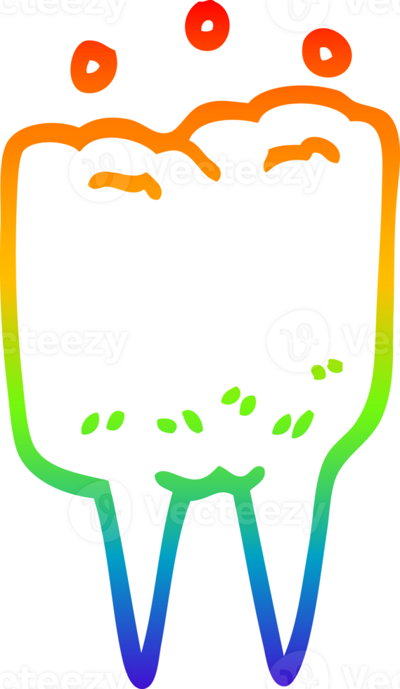 rainbow gradient line drawing cartoon tooth png