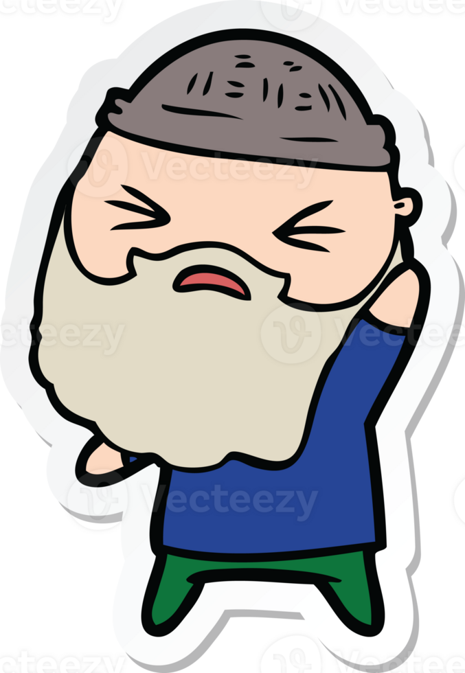 sticker of a cartoon man with beard png