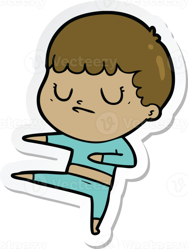 sticker of a cartoon grumpy boy png