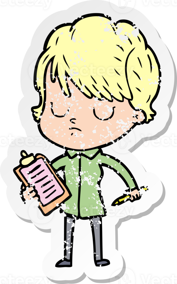 distressed sticker of a cartoon woman png