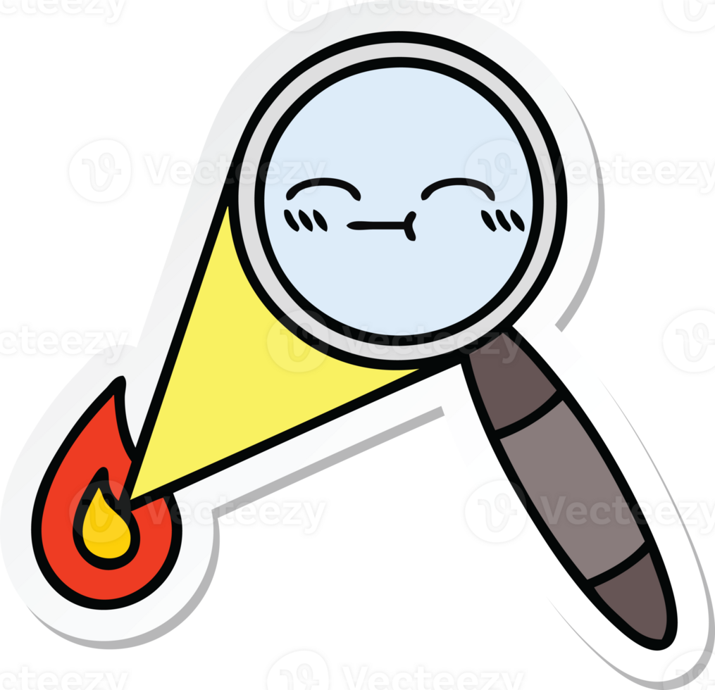 sticker of a cute cartoon magnifying glass png