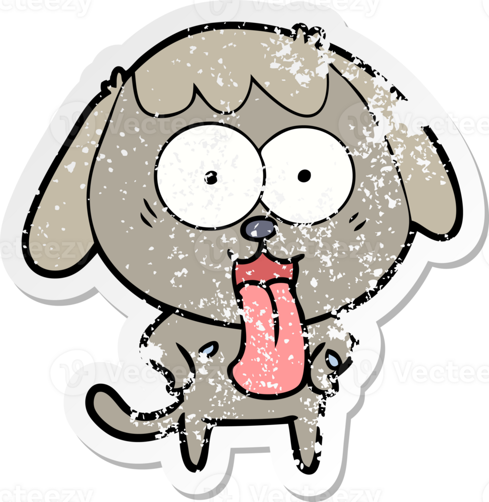 distressed sticker of a cute cartoon dog png