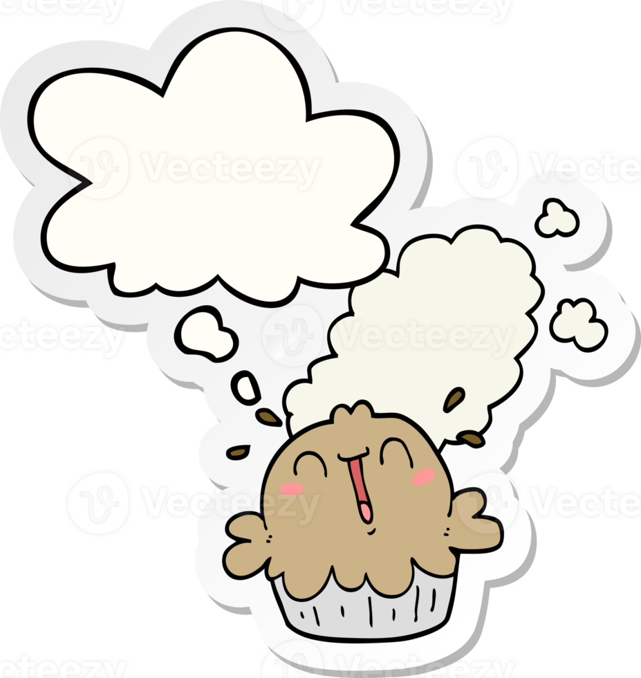 cute cartoon pie and thought bubble as a printed sticker png