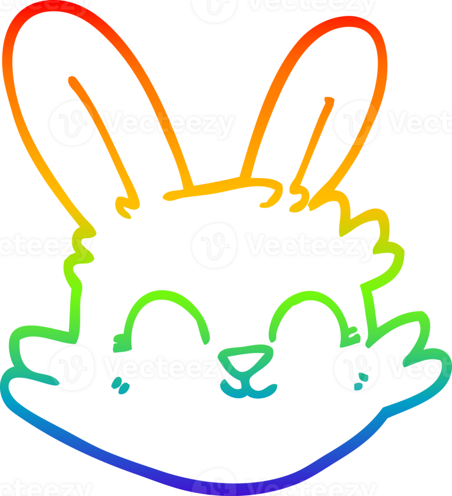 rainbow gradient line drawing cartoon happy rabbit png