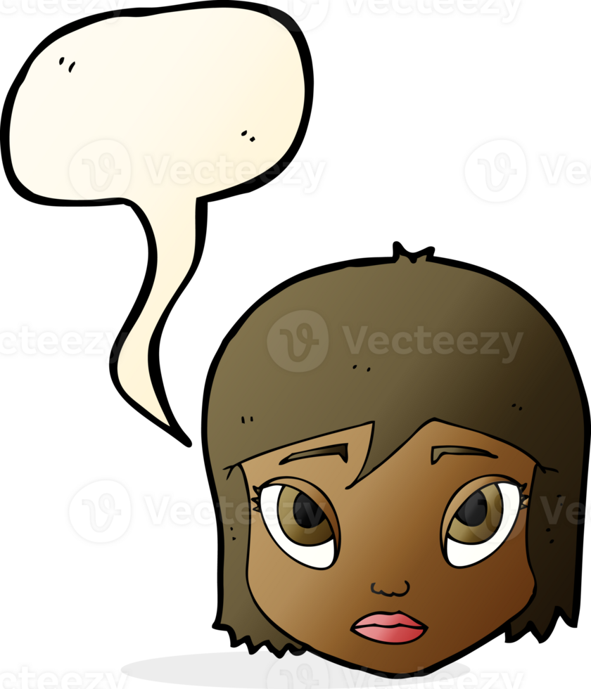 cartoon female face with speech bubble png