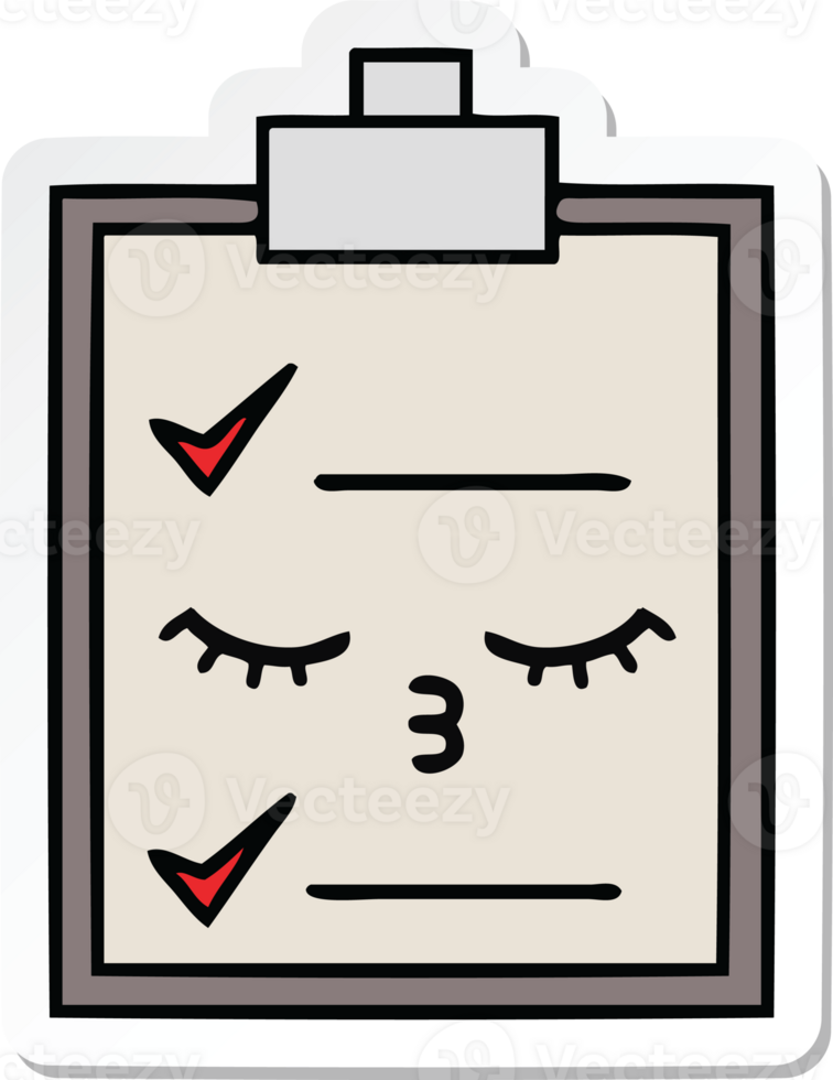 sticker of a cute cartoon check list png