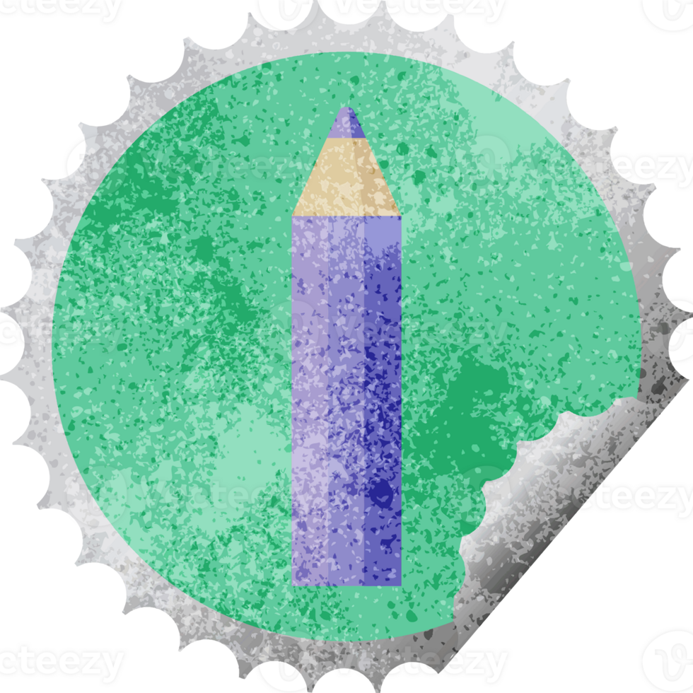 purple coloring pencil round sticker stamp png