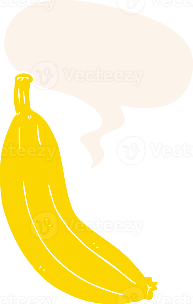 cartoon banana and speech bubble in retro style png