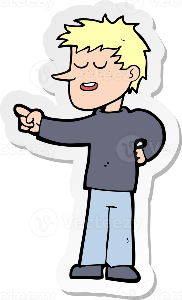 sticker of a cartoon man pointing png