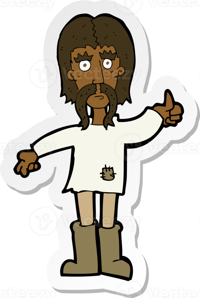 sticker of a cartoon hippie man giving thumbs up symbol png