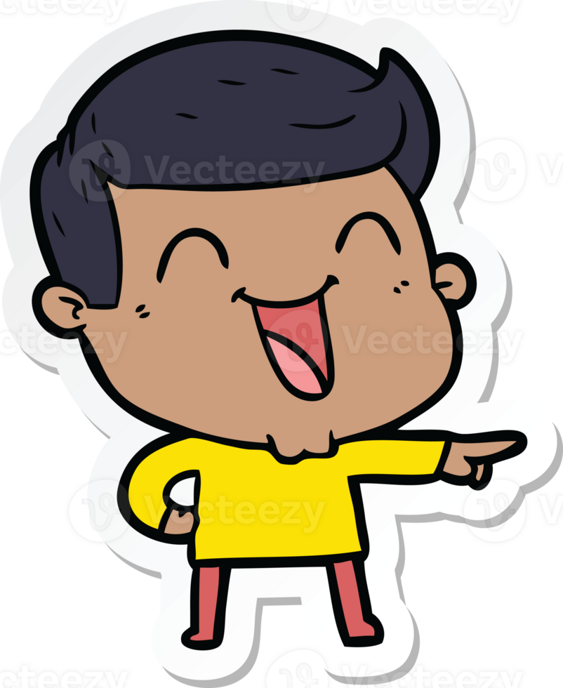 sticker of a cartoon man laughing png