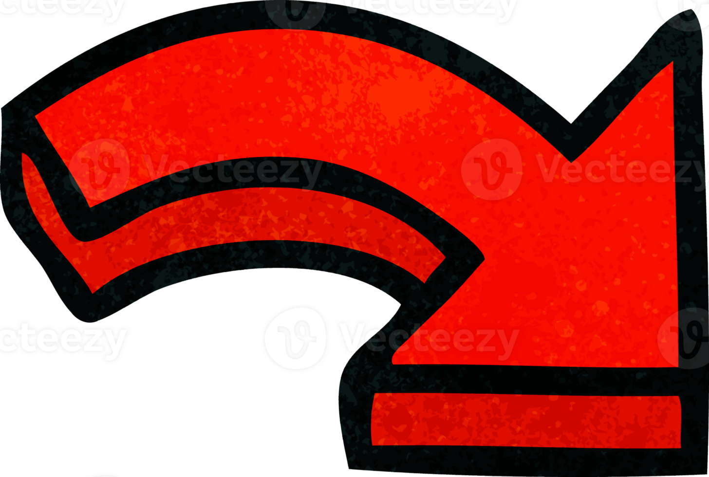retro grunge texture cartoon pointing arrow png