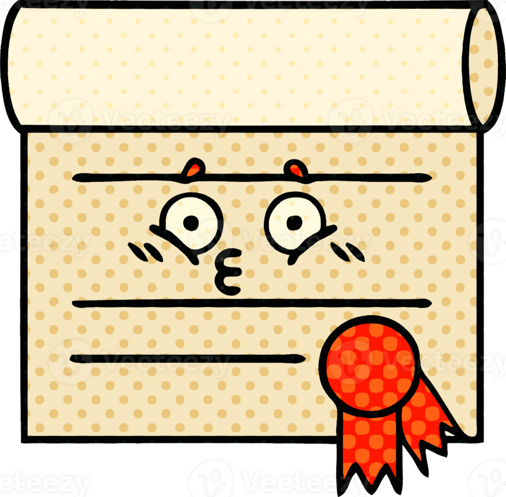 comic book style cartoon certificate png
