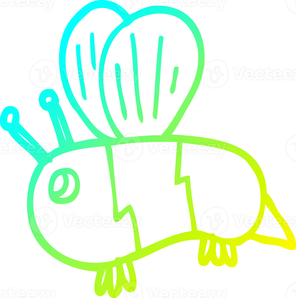 cold gradient line drawing cartoon fat bee png