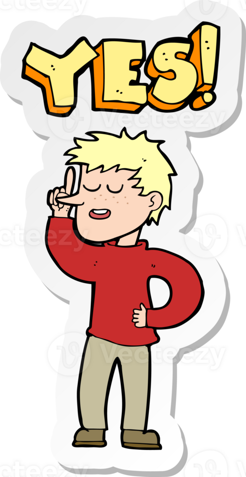sticker of a cartoon man saying yes png