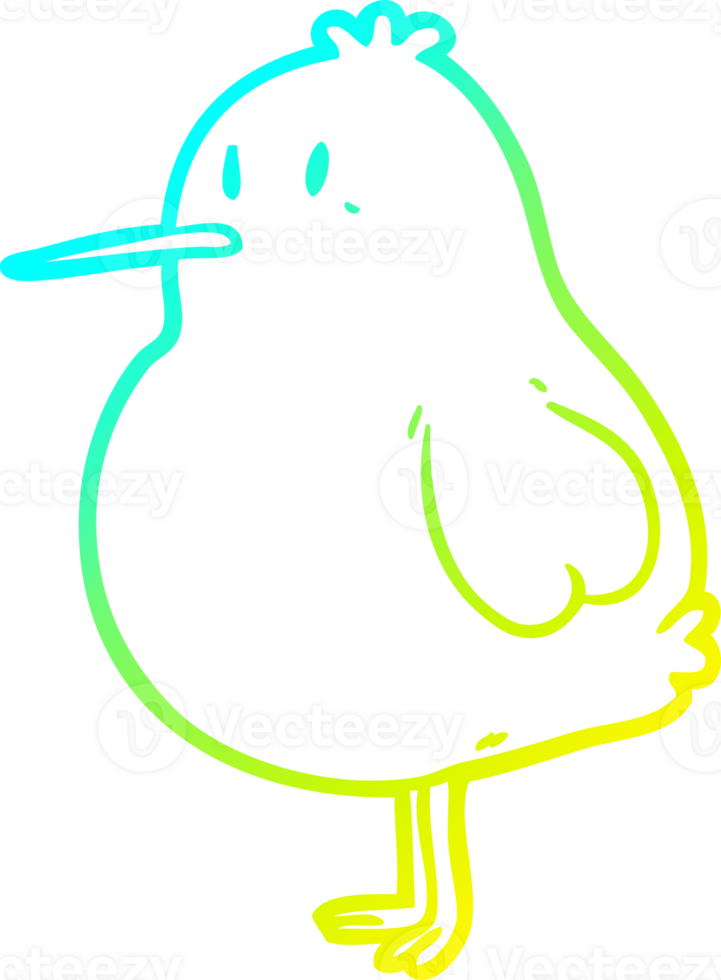 cold gradient line drawing cute kiwi bird png