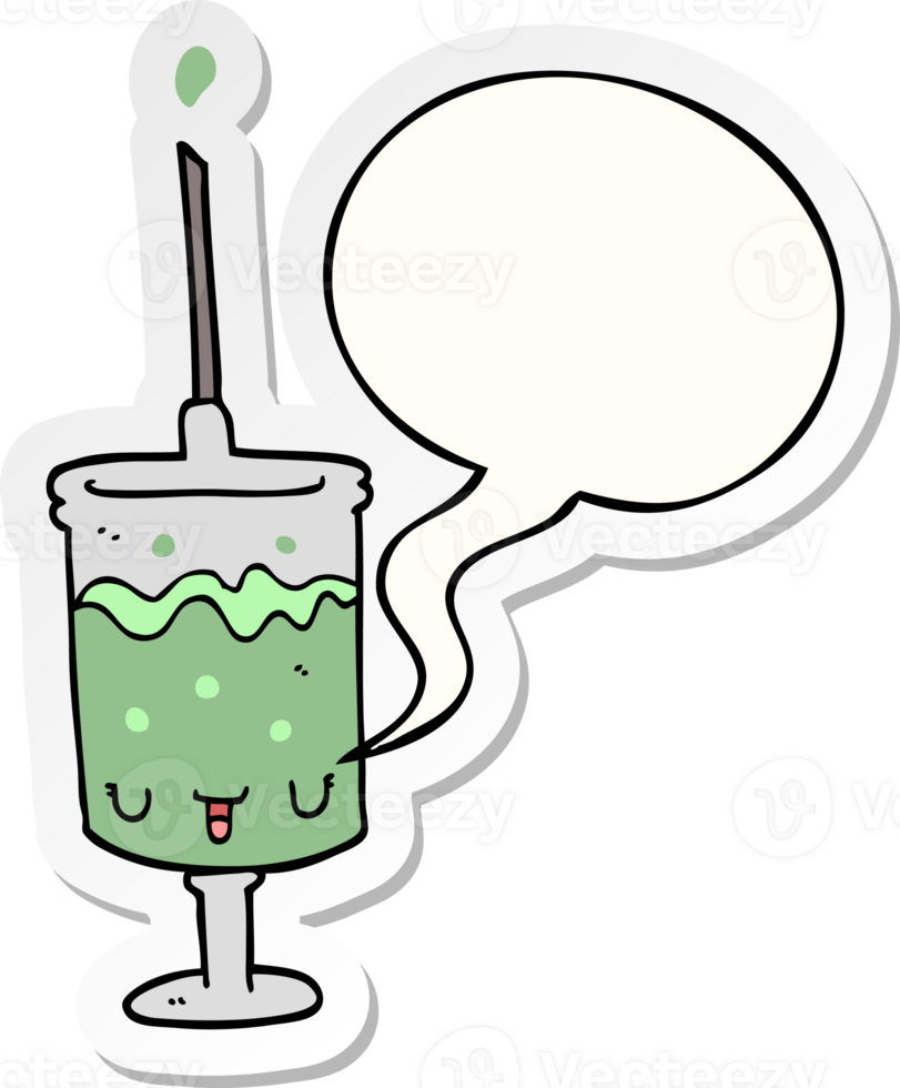 cartoon syringe and speech bubble sticker png