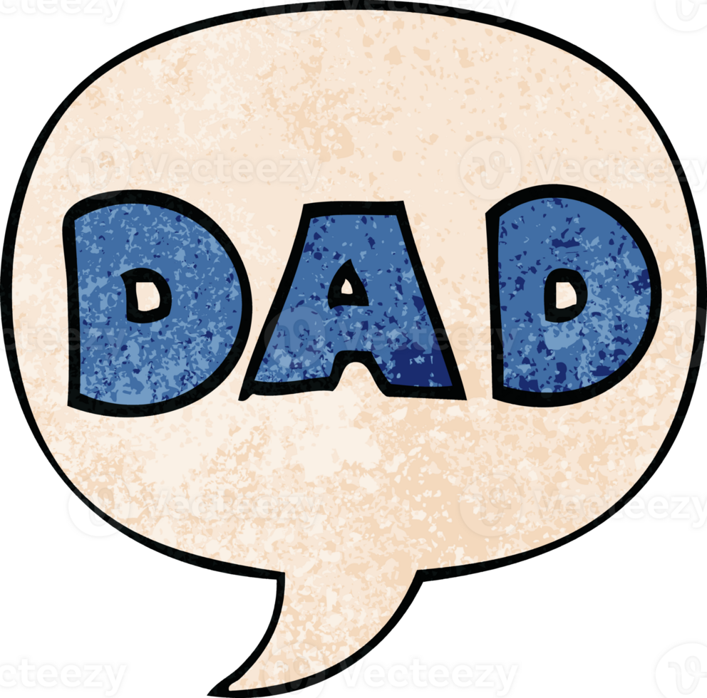 cartoon word dad and speech bubble in retro texture style png