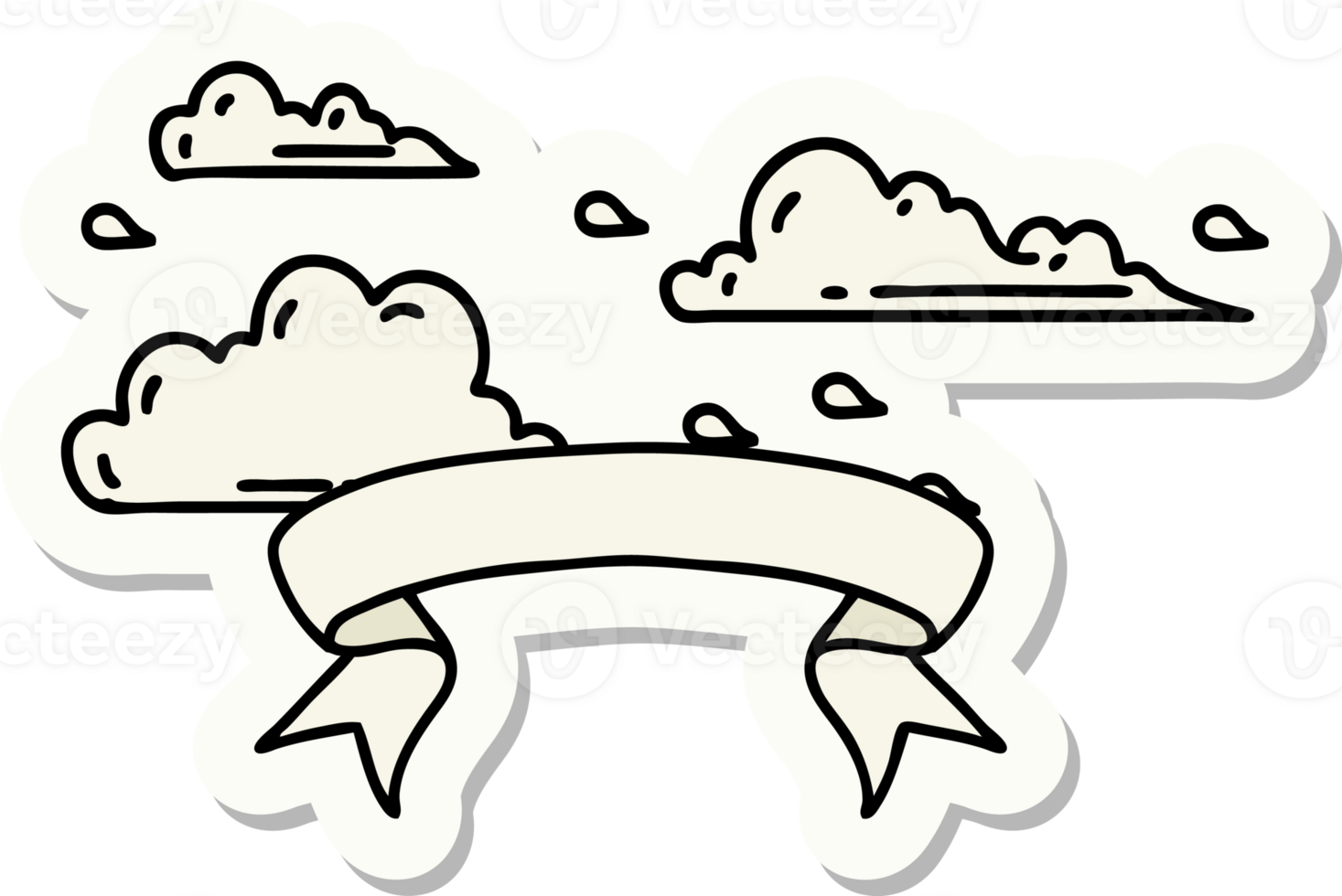 sticker of tattoo style floating clouds png